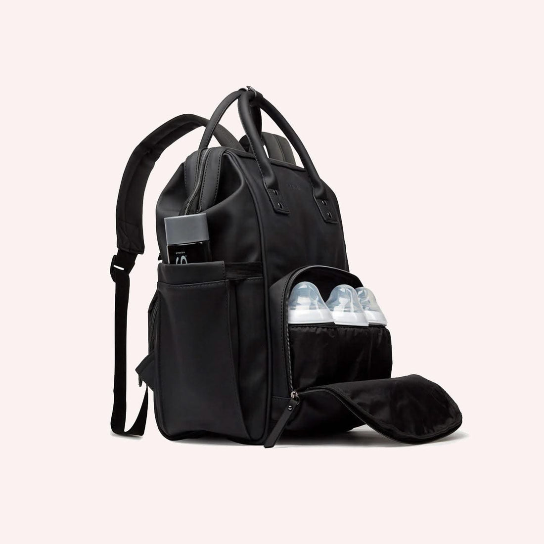 black leather baby backpack Aluxo Unisex Baby Bag Backpack - Black