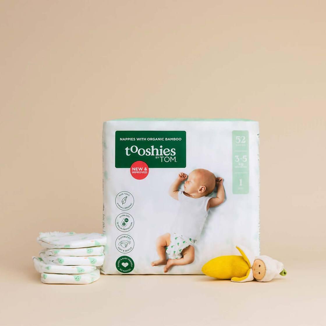 Newborn Bamboo Nappies Size 1 (3-5kg) - 52 pack