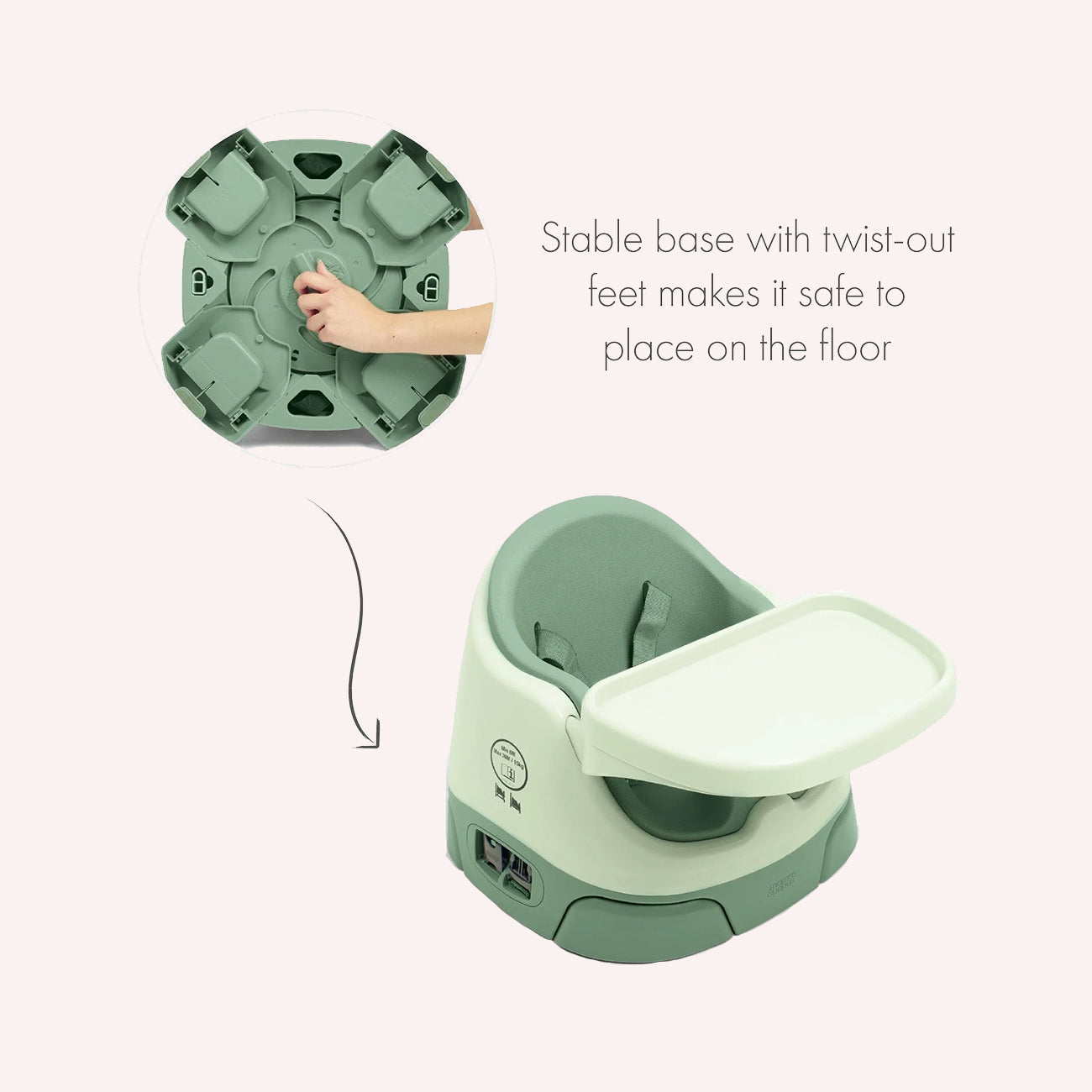 Bug 3-in-1 Floor & Booster Seat with Activity Tray - Eucalyptus