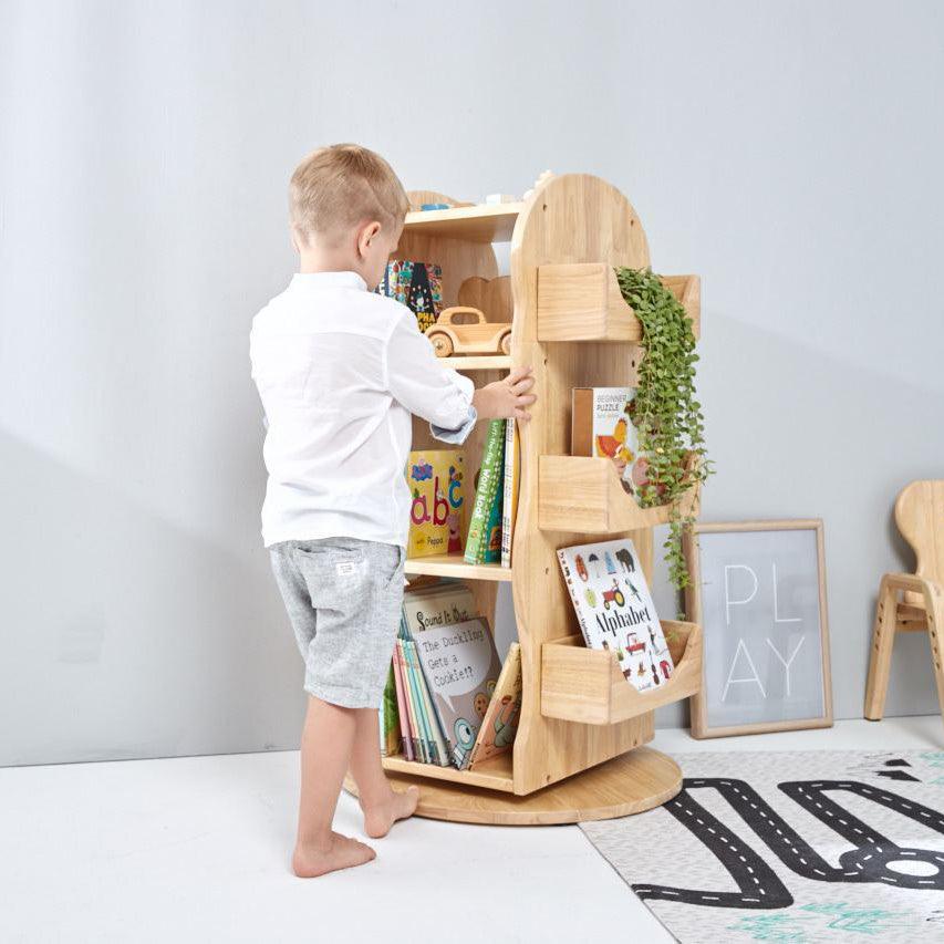 Revolving Solid Wooden Bookcase